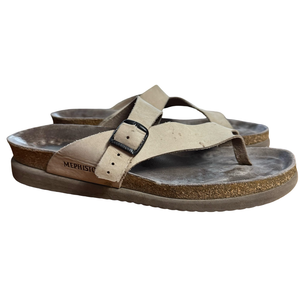 Mephisto Helen Taupe Slip On Comfort Slides Sandals Summer Shoes sz 40 / 10